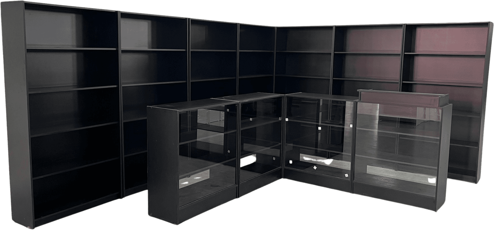 Kit Loja — estantes, balcão e vitrine modulados